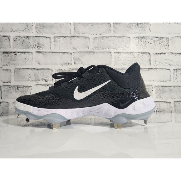 Nike Men’s 8 Alpha Huarache Elite 4 Low Baseball Cleats DJ6521-001 Black/White - Picture 2 of 5